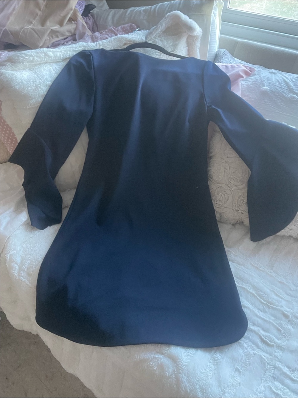 Vince Camuto Navy Bell-Sleeve Mini Dress